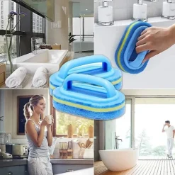{ca}2 stk. rengøringsbørste, baderengøringssvamp, rengøringssvamp til køkken badekar bad toilet væg gulv fliser skrubbebørste med håndtag