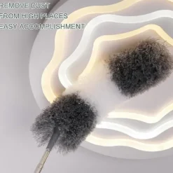 Clean Home Mikrofiber Teleskopisk Støvkost Udtrækkelig Rengøringsstøvkost Støvbørste Fjerstøvkost (FMY) gray