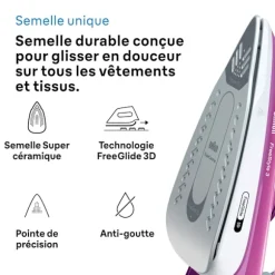 Dampffelder - BRAUN - FI3124PU Freestyle 3 - Effekt 2400 W - SuperCéramic Sål - Vandtank 270 ml - Selvrensende rosa och vitt