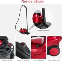 Damprenser Fejeblade 2000W COSTWAY Loppemidler - Alsidig Damp, 1,5L Beholder, 19 Tilbehør, 4,0 Bar til Gulve, Tæpper Blå