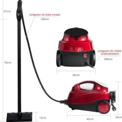 Damprenser Fejeblade 2000W COSTWAY Loppemidler - Alsidig Damp, 1,5L Beholder, 19 Tilbehør, 4,0 Bar til Gulve, Tæpper Blå