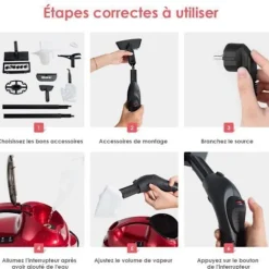 Damprenser Fejeblade 2000W COSTWAY Loppemidler - Alsidig Damp, 1,5L Beholder, 19 Tilbehør, 4,0 Bar til Gulve, Tæpper Blå