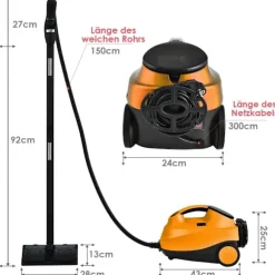 Damprenser 2000W med 18 tilbehør, 1,5L tank