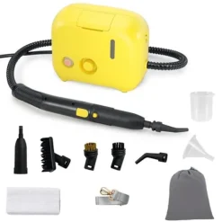 Dampvasker til Bedbug 1600W COSTWAY-180℃-3 Bar-Reservoir 1L-Fortil føring på 15s-Justerbar Intensitet-12 Tilbehør-Gul