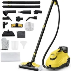 Dampvrætter 2000W til væggelus COSTWAY 5BAR-19 Tilbehør - Tank 1,8L - Universelle hjul - 160℃ - Driftstid 35 min - Gul Gul