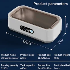 Dybderensende ultralyds smykkerenser til ringe, briller og mere, 3 tilstande, 650 ml vandtank - sort black