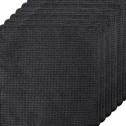 Et sæt med 6 viskestykker, sort, mikrofiber, 20 x 20 cm, rengøringsklude, køkken- og sofabordsklude, tykke rengøringsservietter til husholdningen. black | Fyndiq