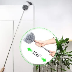 Fleksibel støvkost med hoved, vaskbar mikrofiber, bøjelig til rengøring, rengøringsværktøj til husholdningsapparater med ridsefast betræk (245 cm udvidet) | Fyndiq