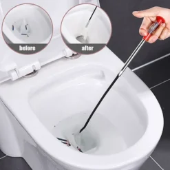 Fleksibelt klofanger afløbsrens med 4 kløer til vask, kloak, afløb, toilet Silver L Silver L