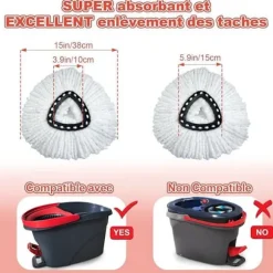 GFRED 3-pak Mikrofiber Moppe Udskiftning Kompatibel med Vileda Turbo 3 i 1 EasyWring og Clean Moppe Refill