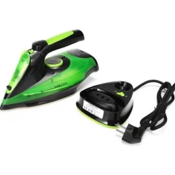 (Grøn) 2400W Trådløst dampstrygejern med 5 justerbare hastigheder, anti-dryp, anti-kalk, EU-stik, grøn Green