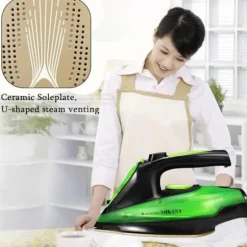 (Grøn) 2400W Trådløst dampstrygejern med 5 justerbare hastigheder, anti-dryp, anti-kalk, EU-stik, grøn Green