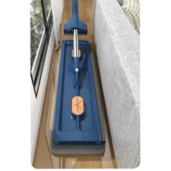 Gulvrengøringsmoppe Håndfri Klemmopper Hjemmerengøring Mikrofiber Roterende Moppe Gulvvask Broo (FMY) Navy Blue