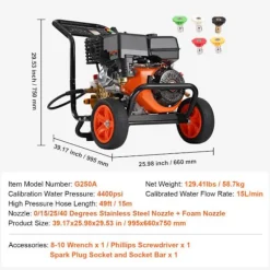Højtryk rengøringsmiddel - DUOKU - G250A - 4400 PSI - 15 L/min - Pumpe i Kobber