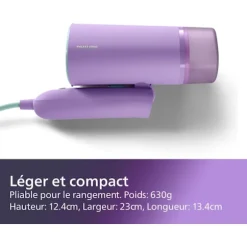 Håndholdt damper - PHILIPS - STH3010/70 - Sammenfoldelig damperserie 3000 - 20gr/min kontinuerlig damp - 1000W - klar på 30sek - Grøn Vandgrøn