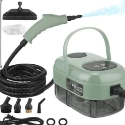 Håndholdt damprenser 2500W – 6 dampniveauer, 3,0 BAR tryk, 1100 ml vandtank til dybderengøring i hjemmet green