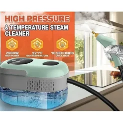 Håndholdt damprenser 2500W – 6 dampniveauer, 3,0 BAR tryk, 1100 ml vandtank til dybderengøring i hjemmet green