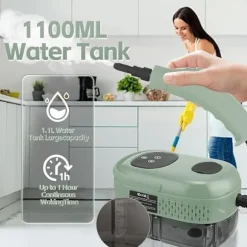 Håndholdt damprenser 2500W – 6 dampniveauer, 3,0 BAR tryk, 1100 ml vandtank til dybderengøring i hjemmet green