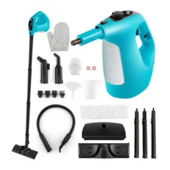 Håndholdt Damprenser 1500W Sengelus COSTWAY - 400 ml Tank - 2 Bar - 14 Tilbehør - 125 ℃ - Børnesikkerhedslås - Blå Blå
