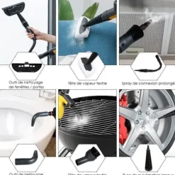 Håndholdt Dampskærer 900-1050W COSTWAY til Sengebiller Vandtank 350ML Under Tryk 3 Bar Hjem/Auto Gul Gul