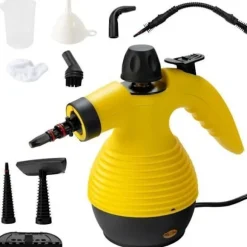 Håndholdt Dampskærer 900-1050W COSTWAY til Sengebiller Vandtank 350ML Under Tryk 3 Bar Hjem/Auto Gul Gul