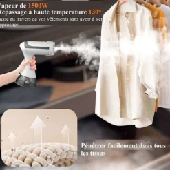 (Hvid) Håndholdt Tøjdamper, 1500W 300ML 130 Graders Vertikal Tøjdamper til Hjemmerejser, Hurtig Opvarmning, Hvid White