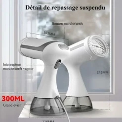 (Hvid) Håndholdt Tøjdamper, 1500W 300ML 130 Graders Vertikal Tøjdamper til Hjemmerejser, Hurtig Opvarmning, Hvid White