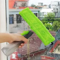 3-i-1 sprayskraberbørste Vandspray Vinduesrenser Glasskrabevisker Mikrofiberkludesæt green