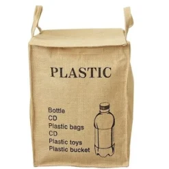 Jutevævet genbrugspose, affaldsposer til hjemmet, køkkenet, kontoret, affaldsorganisator (PLAST)