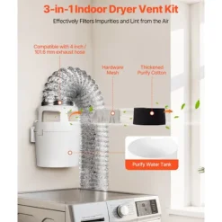 Kit til ventilering af tørretumbler 3 i 1 - Duoku - med vandbeholder - udvideligt afløbsrør af aluminium 1,5 m