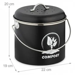 Køkkenkompostbeholder 3,5 l med kulfilter
