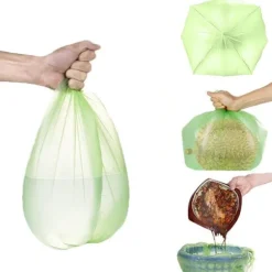 Komposterbare affaldsposer til køkken, badeværelse, soveværelse og kontor, miljøvenligt materiale, biologisk nedbrydelige, lækagesikre, 60 cm x 55 cm, 5 ruller á 20 | Fyndiq