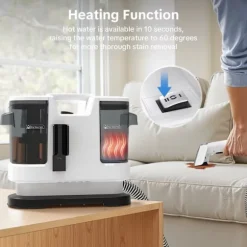 Kraftfuld Tæppe- & Tekstilrenser LBLUE V8 med Varmt Vand 60°C, 1,75L Dobbelttank, 5 m Ledning – Sofa, Bil & Kæledyrspletter Black