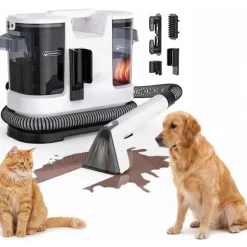 Kraftfuld Tæppe- & Tekstilrenser LBLUE V8 med Varmt Vand 60°C, 1,75L Dobbelttank, 5 m Ledning – Sofa, Bil & Kæledyrspletter Black