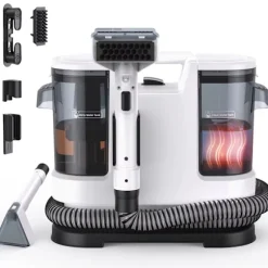 Kraftfuld Tæppe- & Tekstilrenser LBLUE V8 med Varmt Vand 60°C, 1,75L Dobbelttank, 5 m Ledning – Sofa, Bil & Kæledyrspletter Black