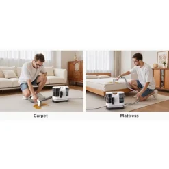 Kraftfuld Tæppe- & Tekstilrenser LBLUE V8 med Varmt Vand 60°C, 1,75L Dobbelttank, 5 m Ledning – Sofa, Bil & Kæledyrspletter Black