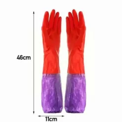 KZQ-Opvaskehandsker plus fløjl varme husholdningshandsker vinter latex pvc handsker lange rene vandtætte husholdningshandsker