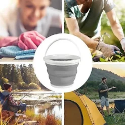 10L Sammenklappelig Spand, Kompakt og Pladsbesparende Design, Indendørs og Udendørs Brug, Lille Spandebassin til Husholdningsrengøring, Biler og Camping, Grå | Fyndiq