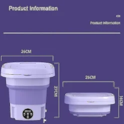 8l Vikbar Vaskemaskine Bærbar Strømpe Og Undertøj Foldbar Husholdnings Vaskemaskine 3 Tilstande Med Snurre Tørring BY Purple Purple UK
