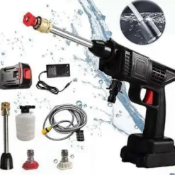 Ledningsfri Højtryksrenser, 30 Bar Højtryks Vandpistol, 48V Lithium Batteri Holder i 60 Minutter med Fuld Opladning - WELLNGS 12VH