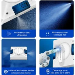 LIECTROUX Vinduespudser YW509 – Sprøjtning med 4 Dyser / 3 Retninger – 100mL Reservoir – 3000Pa – APP – Tripple Sikkerhed Vit