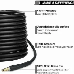 10m Udskiftningsslange til Højtryksrenser Kompatibel med Karcher K Serie K2, K3, K4, K5, K7, Klik Type Hurtigkobling - Perfekt