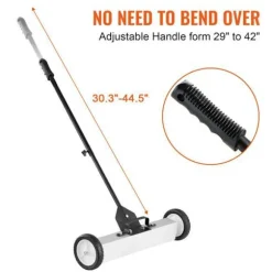 Magnetisk Rullende Fejemaskine-Duoku-50 lb-24 Tommer Skubbe Fejemaskine-med Teleskopisk Håndtag