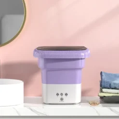 Mini bærbar foldbar vaskemaskine til vask af undertøj, sokker og babytøj Purple