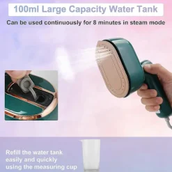 Mini dampstrygejern, 1090W foldbart håndholdt rejsedampstrygejern, keramisk non-stick strygesål, 15 sekunders hurtig opvarmning Green