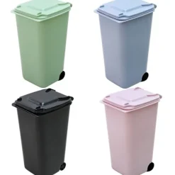 Mini Desktop Skraldespand Plast affaldsspande Med Låg Husholdning Cl Green One Size