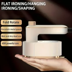 Mini foldbar håndholdt steamer, 180° roterende dyse med hurtig opvarmning, hurtig rynkefjerner til rejser, kollegie, hvid. White