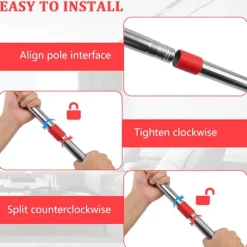 Mop-skaft Udskiftning Kompatibel med Vileda Spin Mop Tilbehør, 58 Tommer Rustfrit Stål Langt Mop-skaft til de Fleste Kosthoveder Justerbar Red 1x Mop Handle | Fyndiq