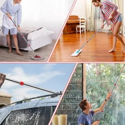 Mop-skaft Udskiftning Kompatibel med Vileda Spin Mop Tilbehør, 58 Tommer Rustfrit Stål Langt Mop-skaft til de Fleste Kosthoveder Justerbar Red 1x Mop Handle | Fyndiq