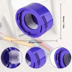Motorbagdæksel og bageste HEPA-filter konverteringssæt kompatibel med Dyson V7 og V8, præcis pasform i ABS, 2 adaptere til håndstøvsugerreparation